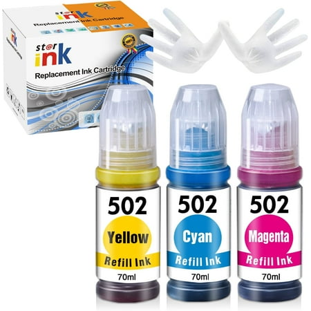 Compatible Ink Bottle Replacement for Epson 502 522 Color for EcoTank ET-2760 ET-2720 ET-2800 ET-2750 ET-3760