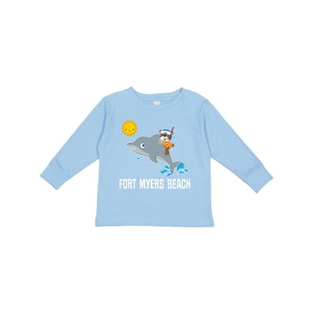 

Inktastic Fort Myers Beach Florida Dolphin Gift Toddler Boy or Toddler Girl Long Sleeve T-Shirt
