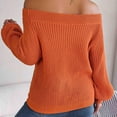 thumbnail image 3 of Diufon Off The Shoulder Sweater for Women Solid Color Long Sleeve Pullover Knit Tops Fall Outfits Clothes, 3 of 8