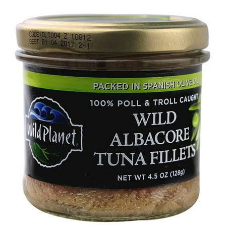 Wild Planet Jarred Wild Albacore Tuna Fillets, 100% Poll & Troll Caught, in Spanish olive Oil, 4.5 Oz