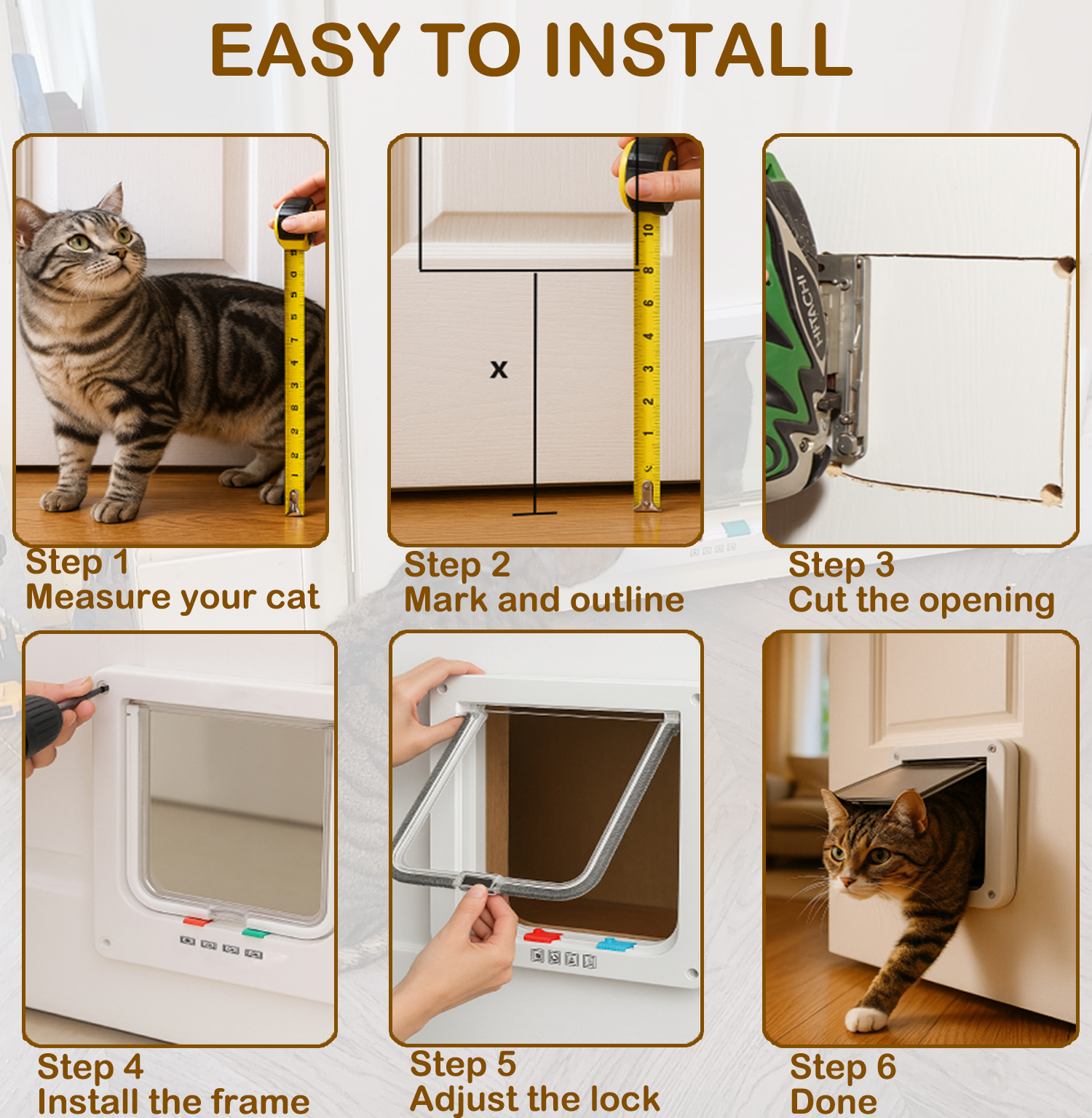 Dinosam Extra Large Cat Door, 4-Way Locking, Weatherproof, White photo 7