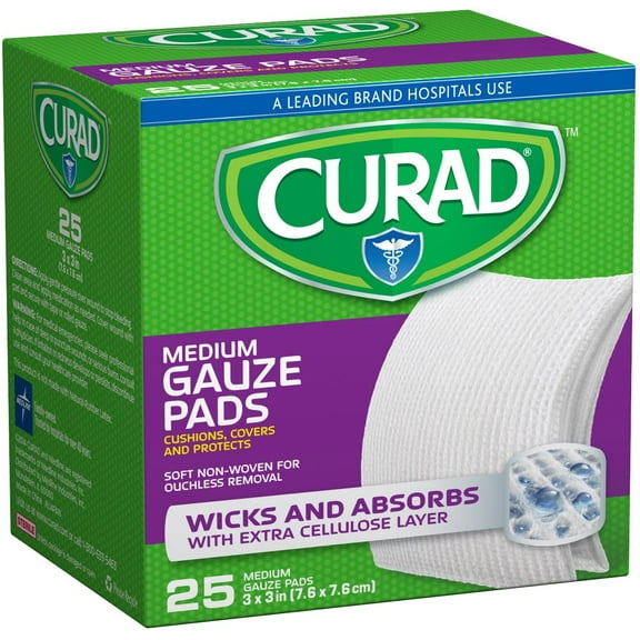 Curad Pro Gauze Pads, 3 x 3 inches - 25 Ea, 3 Pack