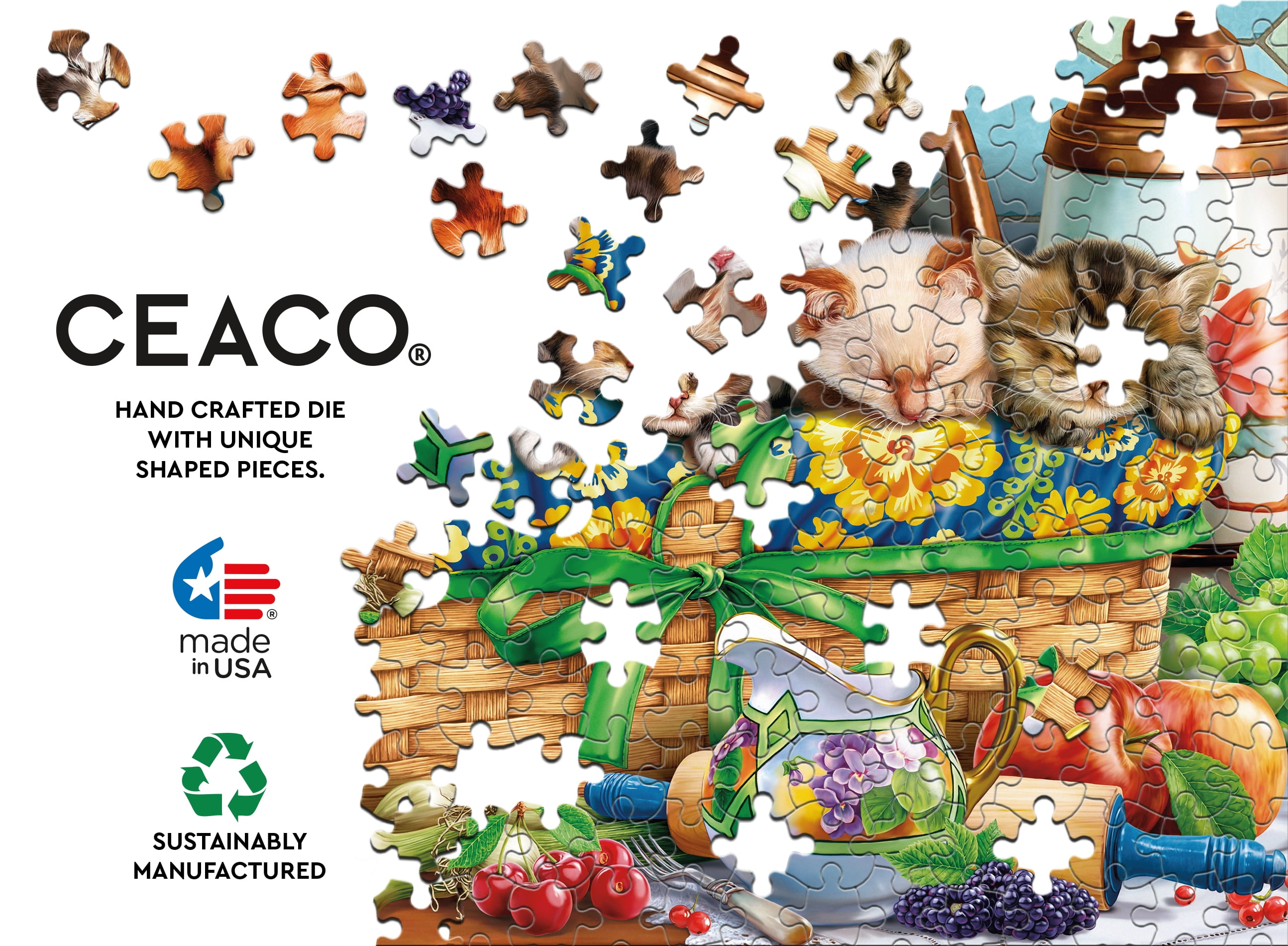 Ceaco Kittens in a Basket 300 Piece Interlocking Jigsaw Puzzle