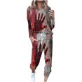 thumbnail image 2 of XWSHYW Lounge Sets for Women 2 Piece Fashion Halloween Printed Drawstring Casual Top Pant Set Loose Fit Long Sleeve Crew Neck Pocket Tops Set, 2 of 6