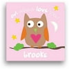 Sandra Magsamen Personalized Owl Canvas Wall Art, 12" x 12", Pink
