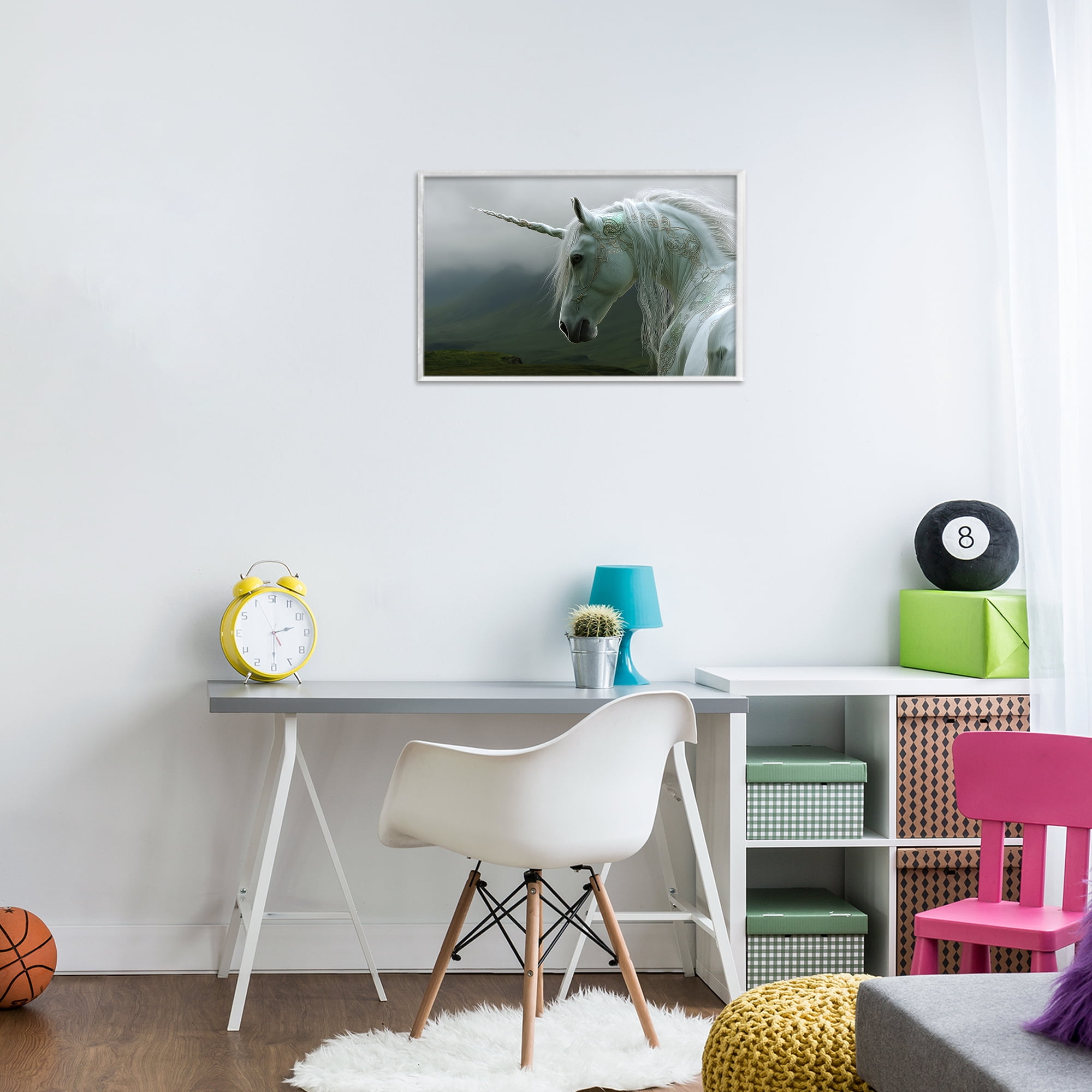 Stupell Industries Dreamy Celtic Unicorn White Framed Giclee Art, design by The Wands Want