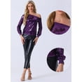 thumbnail image 2 of DARING DIVA Women's Off-Shoulder Long Sleeve Party Tops S Dark Purple, 2 of 6