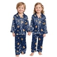 thumbnail image 5 of mgoYE Christmas Pajamas for Family Silk Satin Holiday Matching Pajamas Sets Long Sleeve Button Comfy Loungewear Sets, 5 of 6