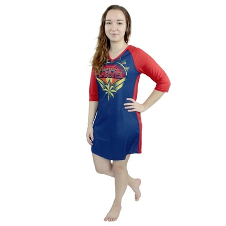 

Captain Marvel Women s 3/4 Sleeve Dorm Nightgown Pajamas EI000XDH