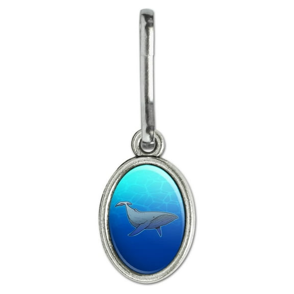 Humpback Whale Antiqued Oval Charm Clothes Purse Suitcase Backpack Zipper Pull Aid