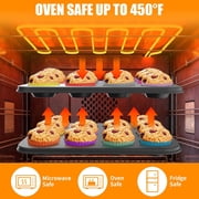 MWAOWM 2 Pcs Muffin Pan with 24 Silicone Baking Cups, 12 Cup Nonstick Cupcake Pan, Black