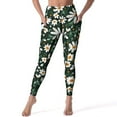 Elegant Daisy Leggings White Flower Print Push Up Yoga Pants Stretch ...