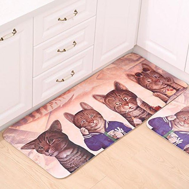 LAICAIW Cat Cartoon Mat Bedroom Kitchen Carpet Area Rug Non Slip Decorative Floor for Kids Girls (19.6"*47.2")