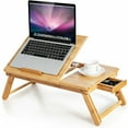 thumbnail image 2 of Gymax Bamboo Laptop Desk Multi-Position Adjustable Bed Tray w/Drawer Heat Dissipation, 2 of 6