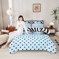 thumbnail image 4 of Homewish Cartoon Ribbon 3 Pieces Queen Comforter Set for Adults Female Men Women,Black Blue Ultra Soft Bedding Sets,Cute Polka Dots Bedding Comforter Set Breathable,Breathable Home Decor, 4 of 8