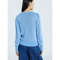 thumbnail image 3 of Scoop Women’s Acid Wash Cotton Sweater with Long Puff Sleeves, Midweight, Sizes XS-XXL, 3 of 5