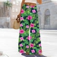 thumbnail image 2 of AHTJRT Women's Wide Leg Palazzo Pants Stretch High Elastic Waisted Trousers with Drawstrings Comfy Loungewear Summer Beach Vacation Pants Green#01 M, 2 of 8