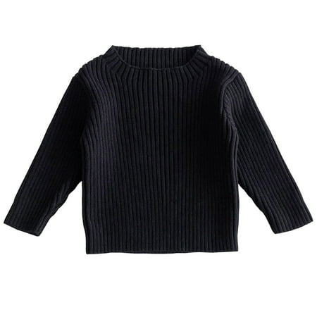 

Avrntaa Knit Baby Sweater - Baby Boys Pullover Sweater Cute Round Neck Knit Sweaters Kids Clothing Clearance Black Sweater Size 5-6Y