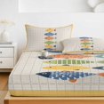 thumbnail image 6 of Twin Sze Fitted Sheet Set - Coastal Nautical 2 Piece Bedding Sets 16" Deep Pocket Fitted Sheet with 1 Pillowcase, Summer Cute Cartoon Fishes Plaid Yellow Brushed Microfiber Hotel Luxury Bed Sheets, 6 of 9