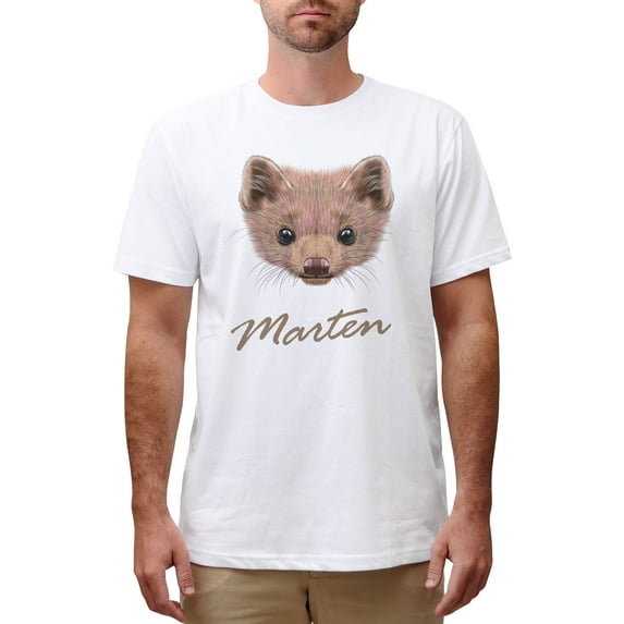 Portrait Of Marten Print Cotton Short Sleeves Round neck Men T-shirt MTS_00 2XL