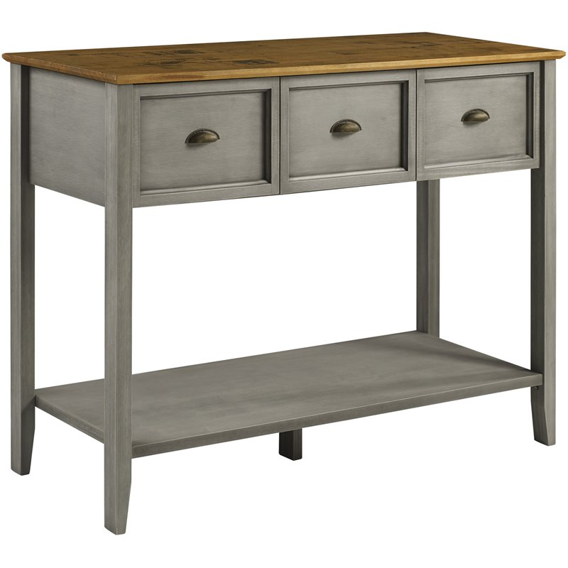 Pemberly Row 3 Drawer Buffet Table in Rustic Oak/Gray Finish