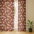 thumbnail image 6 of Vargottam Brown Floral Vines Print Sheer Georgette Curtains for Windows & Small Doors - Set of 2 Panels, 72" Long, Grommet Top, Printed Light Filtering Drapes for Living Room or Study, 6 of 9