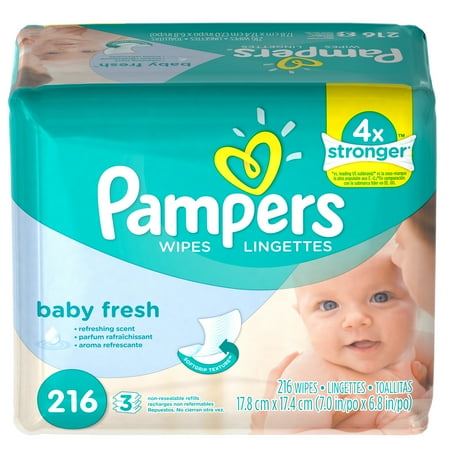 Pampers Baby Wipes Baby Fresh 3 Refill Packs, 216 Total Wipes