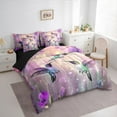 thumbnail image 3 of Manfei Dreay Purple Bird Bedding Comforter Set 7 Pieces for Women, Kawaii Hummingbird Full Bedding Set, Modern Fashion Reversible Fitted Sheet Flat Sheet, Lightweight Room Decor, 3 of 7