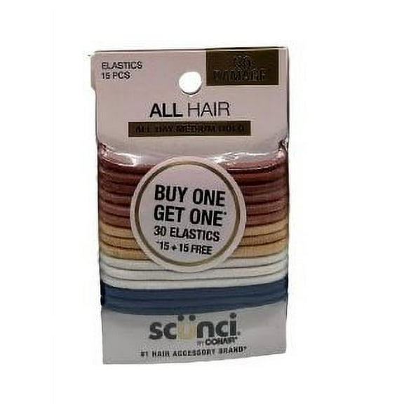 Scunci No Damage Hair Elastics, Assorted Colors & Black, 30-Count