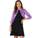 thumbnail image 1 of Elegante Cárdigan Bolero De Satén Con Hombros Descubiertos Y Manga 3/4 Para Mujer Púrpura L, 1 of 6