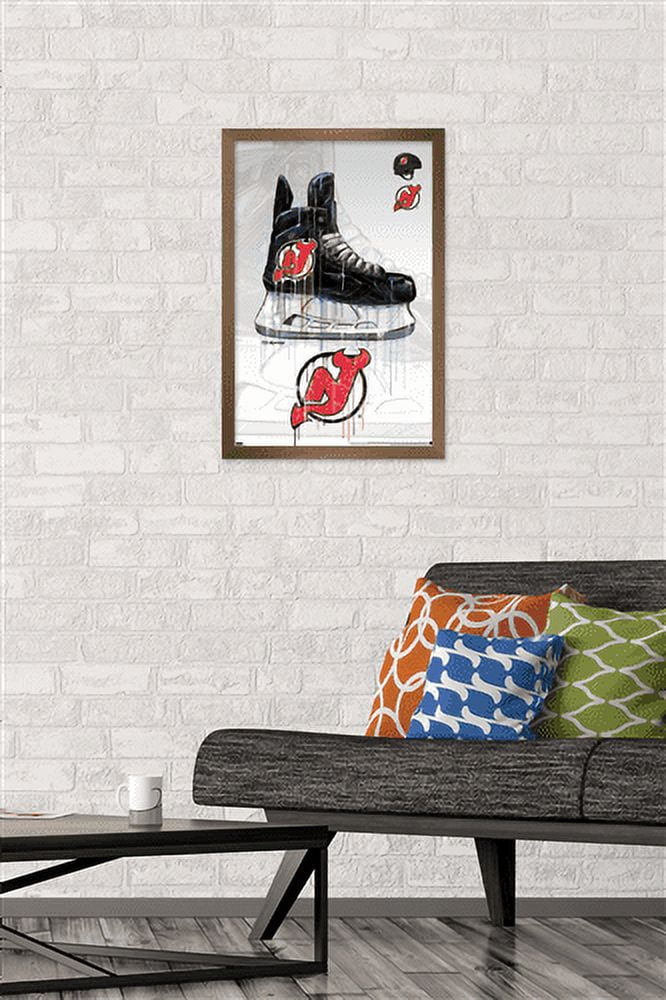 NHL New Jersey Devils - Drip Skate 21 Wall Poster, 14.725" x 22.375", Framed
