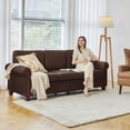 thumbnail image 2 of 81" Vegan Leather Sofa 3-Seater Couch With Wooden Decoration Rolled Arms, Brown, 2 of 9