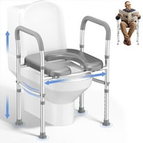 Toilet Seat Risers for Seniors, Width and Height Adjustable Raised Toilet Seat with Handles, Fit Elderly, Pregnant, Handicap Toilet Seat for Any Toilet Riser Heavy Duty up to 330lbs
