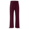 thumbnail image 4 of HomeGardon Pants for Women Womens Pants Womens Elastic High Waisted Palazzo Pants Casual Wide Leg Long Lounge Pant Trousers with Pocket Women' s Culottes Linen Blend Drawstring Trousers Capris S-5XL, 4 of 7