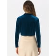thumbnail image 3 of DARING DIVA Women's Long Sleeve Open Front Velvet Cropped Shrug S Peacock Blue, 3 of 6