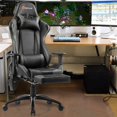 thumbnail image 4 of Goplus Massage Chaise de Jeu Chaise de Course Inclinable Réglable W / Appuie-Tête et Repose-Pieds Gris, 4 of 10