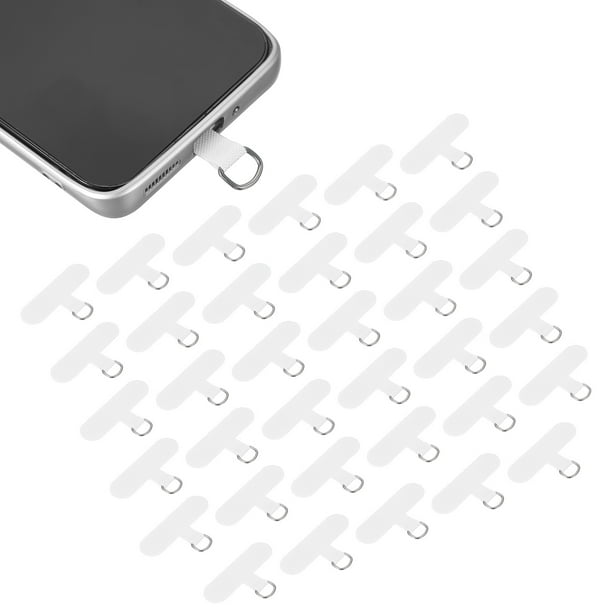 36 piezas de Tab de Tether para teléfono, parche de lanyard universal en forma de T, parte de reemplazo para la mayoría de las fundas de teléfonos inteligentes, blanco