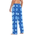thumbnail image 6 of Men's Pajama Pants Blue Snowflakes Cotton Long Sleepwear Lounge Pants M, 6 of 7