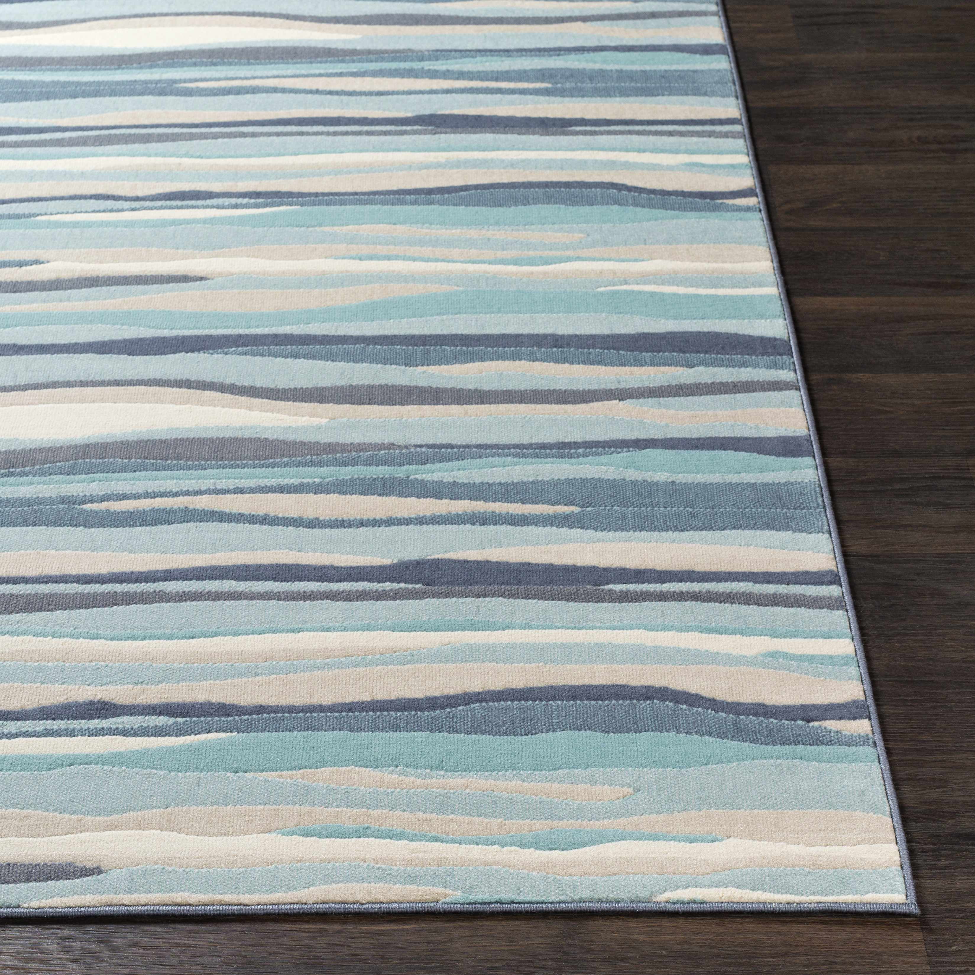 BoutiqueRugs Basco Contemporary Area Rug - Aqua, Peach, Taupe - 5'3" x 7'3"