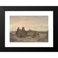 thumbnail image 2 of Jan Gerard Smits 14x11 Black Modern Framed Museum Art Print Titled - A Fisherman's Family at the Beach, the Mother and One of the Children Sitting in a Cart (1855), 2 of 5