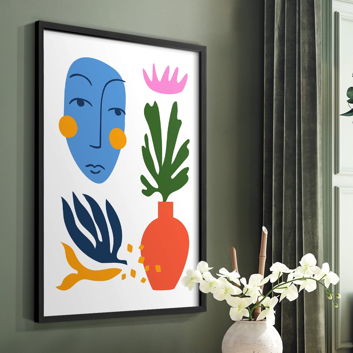 Matisse CDXLVIII in Black Solid Wood Framed Print No Nail Hanging