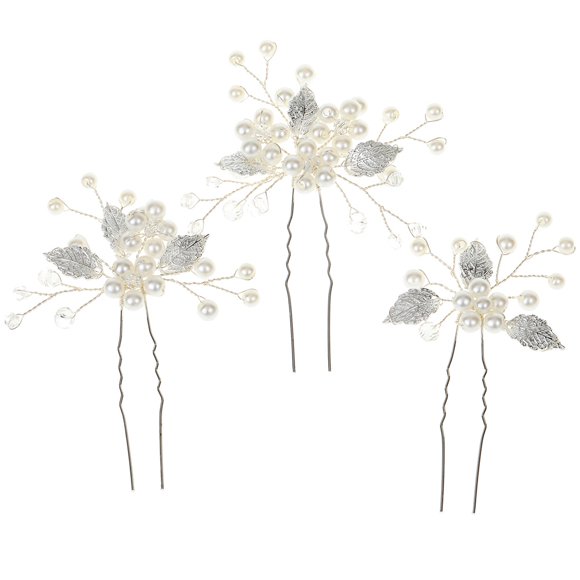 3Pcs Pearl Bridal Hair Pin Wedding Hair Styling Pin Leaves Style Bride Hair Pieces