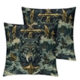 thumbnail image 2 of Acheng Nautical Anchor Throw Pillow Covers Set of 2 Cool Wolf Animal Ocean Wave Coastal Retro Wildlife Dark Blue Soft Cozy Washable Outdoor Home Decor Square for Chair Bed Sofa Cushion Cover White, 2 of 6