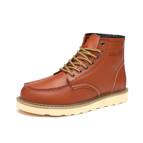 Mens Leather Work Boots Non-slip Breathable Safety Shoes Lightweight Comfortable Industrial Construction Boots Brown 7 US