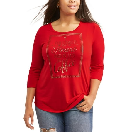 Juniors' Plus Criss Cross Back Graphic Tee