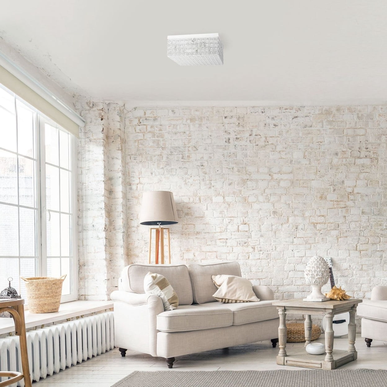 Lalia Home Glam 2 Light 12 Inch Square Flush Mount White