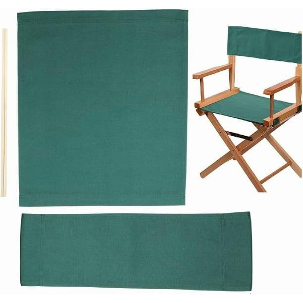 Funda de repuesto para silla de director de cine, de lona verde, de 19 a 20 x 7 a 15 pulgadas, con asiento y respaldo, incluye dos varillas de madera, fácil de limpiar y plegable.