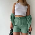 thumbnail image 4 of Short Sets Women 2 Piece Set Button Up Shirts and Shorts Spring Sets Matching Set Women, 4 of 7