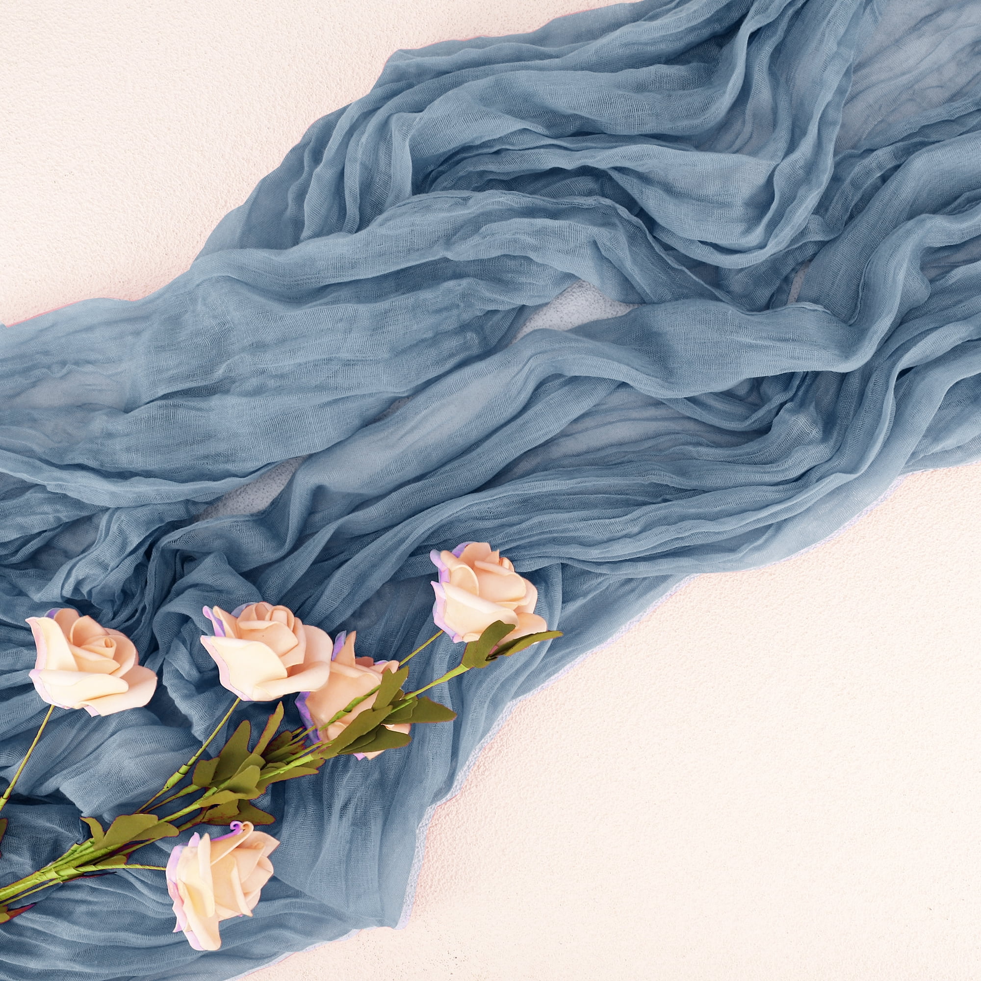 Unique Bargains Cheesecloth Table Runner for Wedding Easter Decoration Blue