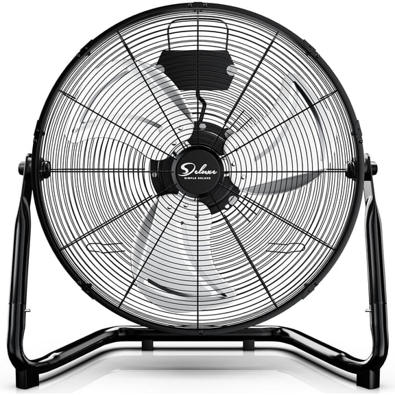 Simple Deluxe 12" High Velocity Floor Fan, 3-Speed Heavy Duty Metal Fan for Home, Commercial, Greenhouse, Indoor/Outdoor Use, Black